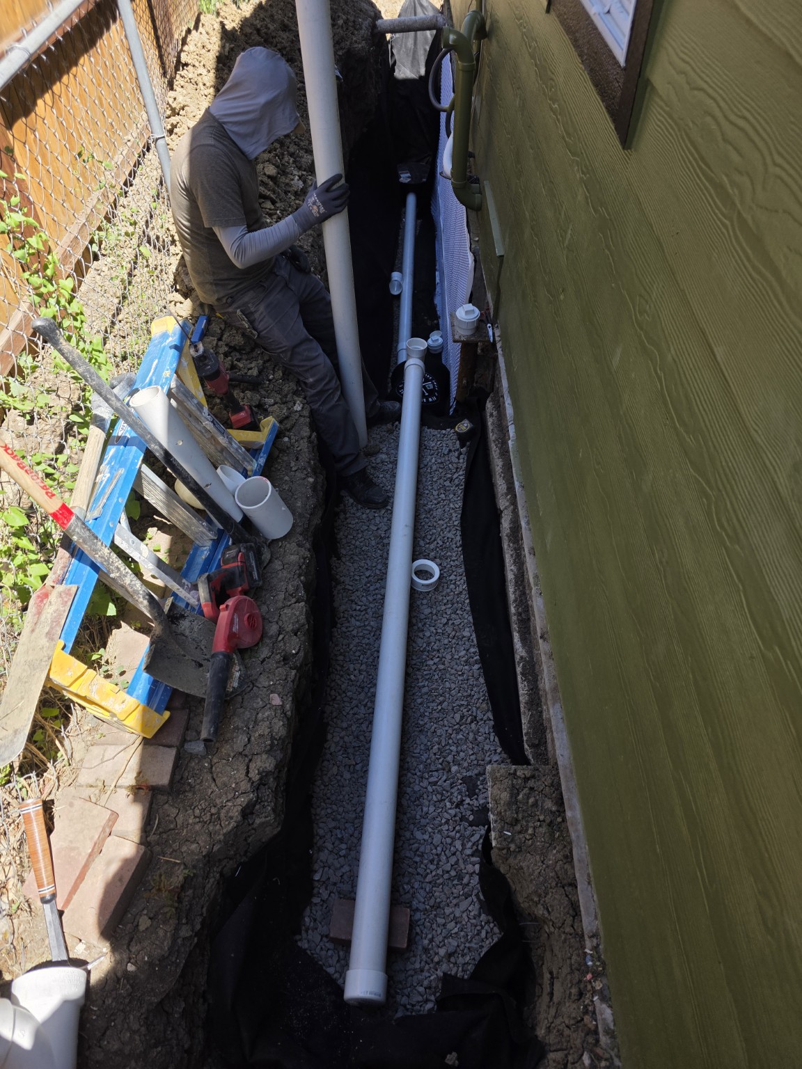 Foundation drainage repair installation
