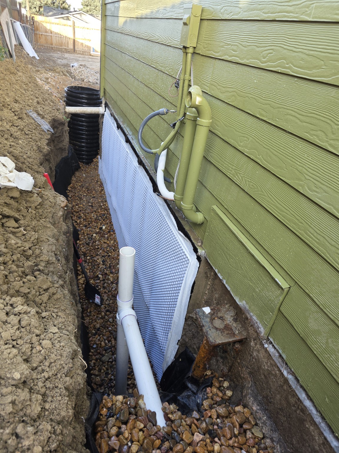 Foundation waterproofing and drainage installation